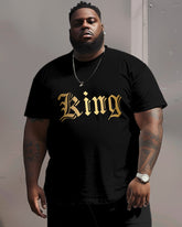 Men's Plus Size King Alphabet Crewneck Short Sleeve Tee